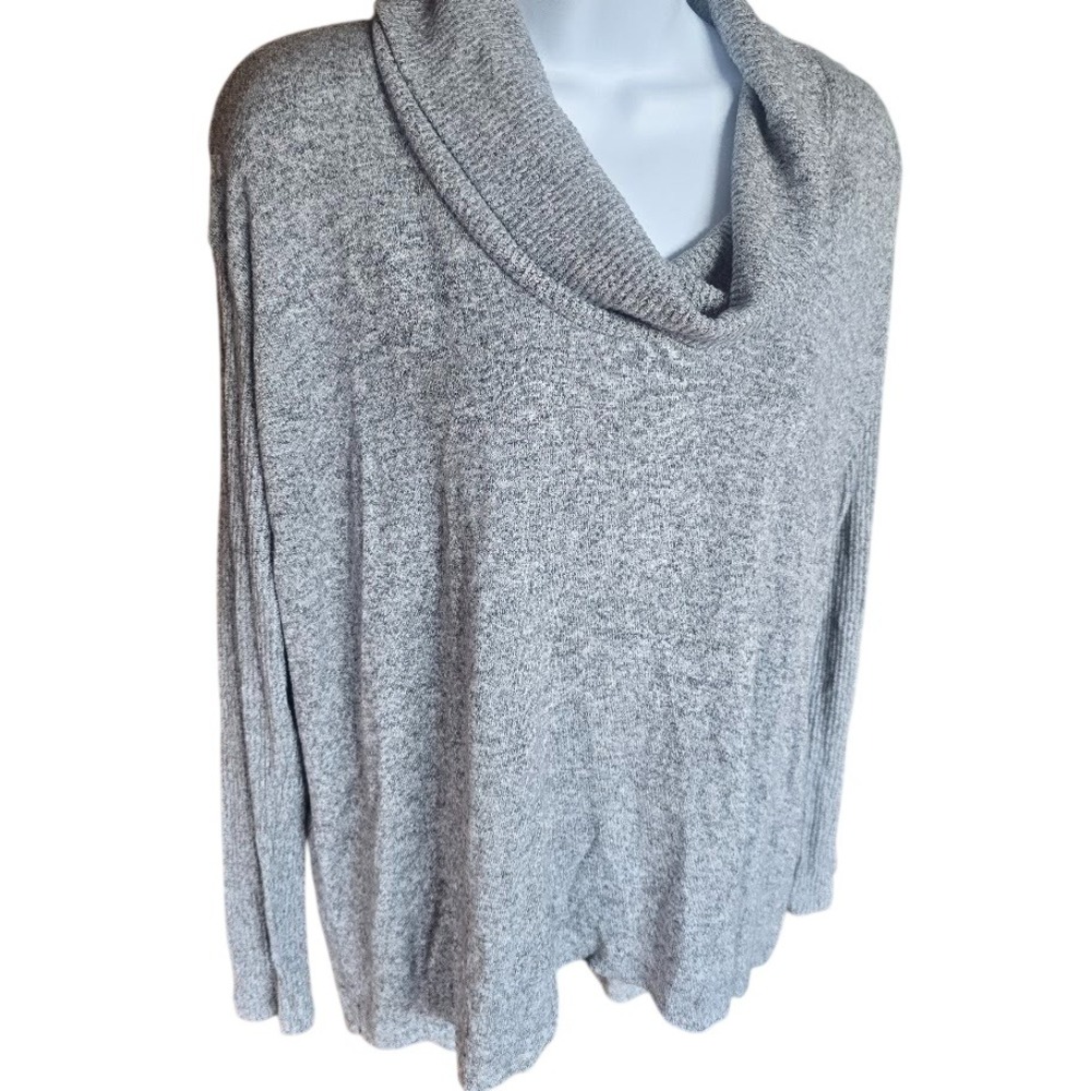 Express One Eleven Cowl Neck Pullover‎ Women M Gray Marled Cozy Relaxed Layering